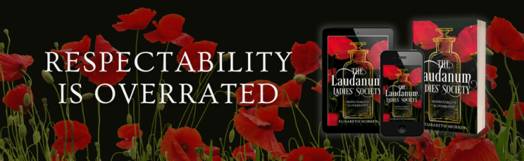 Respectability is Overrated. Words against a background of red poppies on black.